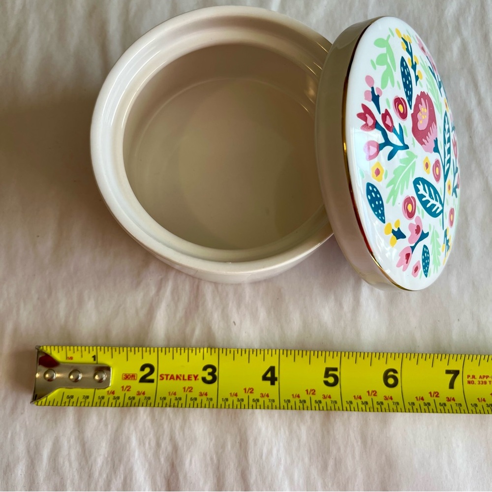 Floral Painted Ceramic Lidded Pot Trinket Jar - Picture 3 of 7